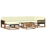 vidaXL Set de canapele de exterior cu pernă 7 pcs Natural și Crem 3381550