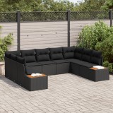 Set canapea de grădină vidaXL 5 piese cu perne Negru Ratan Acacia, Canapea de grădină vidaXL cu depozitare și perne pentru 2 persoane Negru Ratan Poli