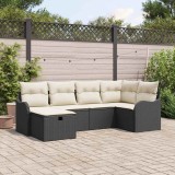 VidaXL Set de canapele pentru grădină cu pernă 6 pcs Negru Rattan poli