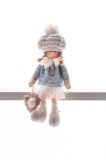 Decoratiune de Craciun MagicHome fetita albastra, sezand, 22 cm