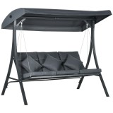 Outsunny Balansoar pentru Exterior de Grădină cu 3 Locuri și Acoperiș Reglabil, Perne Decorative, 202x115x168 cm, Gri | Aosom Romania