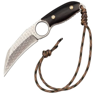 Cutit de vanatoare DEPOX&amp;reg;, Apache Saviour, negru 18 cm, otel damasc, teaca piele foto