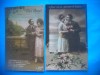 HOPCT 1692 CUPLU-ROMANTICA-FRANTA--LOT 2 CARTI POSTALE VECHI-CIRCULATE, Circulata, Printata