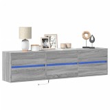 vidaXL Comodă TV de perete cu lumini LED, gri sonoma, 180x31x45 cm