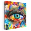 Tablou pictura in ulei, ochi, detaliu, multicolor 1409 Tablou canvas pe panza CU RAMA 30x30 cm