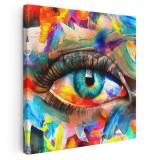 Tablou pictura in ulei, ochi, detaliu, multicolor 1409 Tablou canvas pe panza CU RAMA 30x30 cm