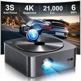 Cumpara ieftin Videoproiector 1080P Full HD, WiFi 6, Bluetooth 5.1, 21000 Lumeni, Autofocus AI, Corectie 6D, Suport 4K, Zoom, Gri