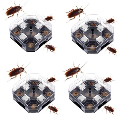 Set 4 Capcane cu momeala pentru gandaci, 4 puncte de intrare, 13.5 x 13.5 x cm, plastic rezistent foto