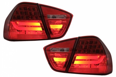 Stopuri LED Light Bar LCI Design BMW E90 Seria 3 Limuzina (2005-2008) Rosu Clar Performance AutoTuning foto