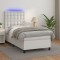 vidaXL Pat cu arcuri, saltea și LED, alb, 90x190 cm, piele ecologică 3135916
