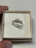 INEL AUR alb 14K + 1 Cristal Zirconia - Model Solitar - De logodna - Vintage - 2.1g. - 475 lei/gr. !