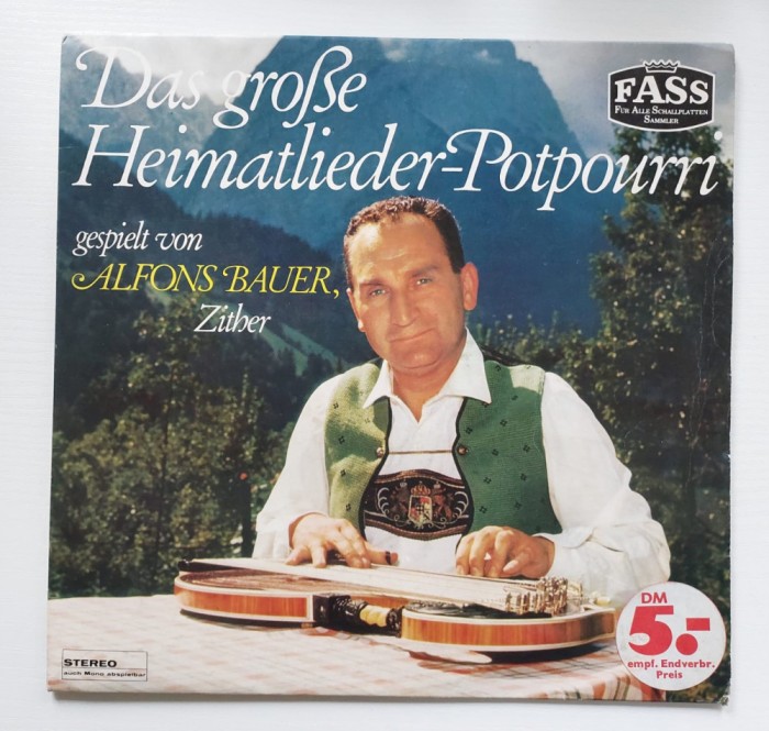 Alfons Bauer &ndash; Das Gro&szlig;e Heimatlieder-Potpourri, Zither, disc vinil Folk, World