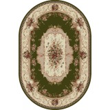 Covor Oval Model Lotos 507-301, Marime 60 x 110 cm, Crem, Verde, Inaltime Fir 8 mm, Antialergic, Polipropilena, Living, Dormitor, Sufragerie, Birou