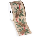 Panglica Craciun Kinky textil multicolor 63 mm x 10 m