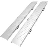HOMCOM Set 2 Rampe de &Icirc;ncărcare Pliabile, 180x25,5 cm, 400kg, pentru Moto/ATV/Remorcă/Pick-Up, Argintiu | Aosom Romania
