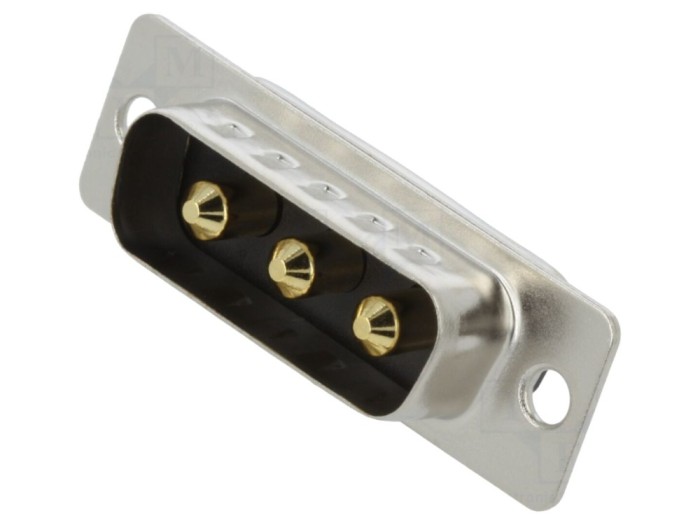 Conector D-Sub tată 3 pini THT