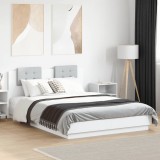 Cumpara ieftin Cadru de pat cu tăblie, alb, 150x200 cm, lemn prelucrat