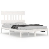 Cumpara ieftin Cadru de pat, alb, 200x200 cm, lemn masiv
