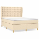 Cumpara ieftin Pat box spring cu saltea, crem, 140x200 cm, textil