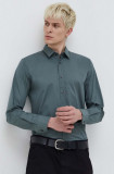 Cumpara ieftin HUGO cămașă bărbați, culoarea verde, cu guler clasic, slim 50479396