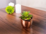 Suculent artificial decorativ in ghiveci auriu din ciment, 12 cm