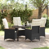 Cumpara ieftin Set de masă pentru grădină cu pernă 5 pcs Negru Rattan poli