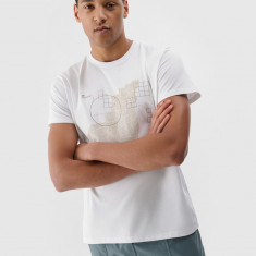 Tricou regular cu imprimeu pentru bărbați - alb