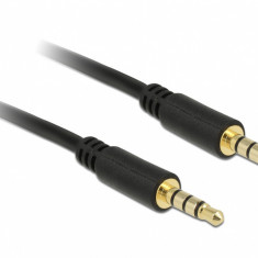 Cablu stereo jack 3.5mm 4 pini Negru T-T 5m, Delock 83438