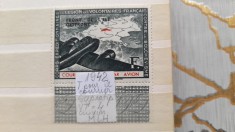 1942 France timb.ptr. curier supratip YT=4 cu vin. 1 val MLH foto
