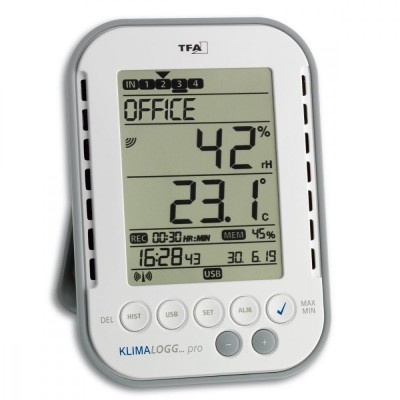 Termo-higrometru profesional cu functie de inregistrare a datelor tip Data Logger, KLIMALOGG PRO TFA 30.3039.IT Children SafetyCare foto