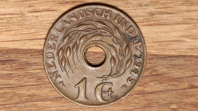 Indiile est Olandeze - moneda coloniala de colectie - 1 cent 1945 - bronz foto