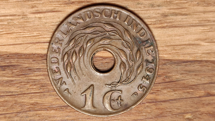 Indiile est Olandeze - moneda coloniala de colectie - 1 cent 1945 - bronz
