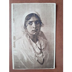 Carte postala, portret femeie, inceput de secol XX