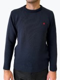 Cumpara ieftin Pulover barbati cu guler rotund brodat si logo bleumarin inchis, 2XL