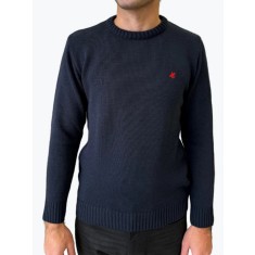 Pulover barbati cu guler rotund brodat si logo bleumarin inchis, 2XL