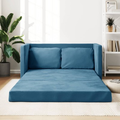 Gossi canapea extensibila de podea 2 in 1, albastru, 122x204x55 cm foto