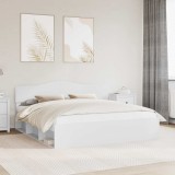 vidaXL Cadru de pat cu headboard Alb 180 x 200 cm Lemn de pin masiv 3412862