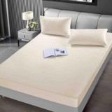 Cumpara ieftin Husa de Pat din Catifea cu Elastic si 2 Fete de Perna 50x70cm,180x200cm,Crem-D142