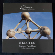 Set complet Belgia în franci și Euro Seria 2002 de la 1 cent la 2 euro