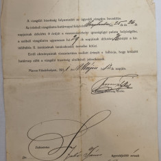 Document al comisiei de examinare juridică din Targu Mures Marosvasarhely 1911