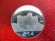Moneda argint 4 Lira malta 1975 foto