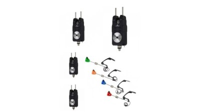 Set prokarpfishing cu 4 avertizori SP01 si 4 swingere cu led 4 culori MK2 - baterii incluse foto