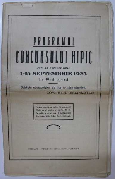 PROGRAMUL CONCURSULUI HIPIC - BOTOSANI