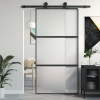 Ușă glisantă, negru, 102,5x205 cm, sticlă securizată/aluminiu