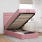 vidaXL Cadru de pat otoman cu saltele Roz 100x200cm catifea 3314449