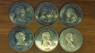 Liberia - set 6 x 5 dollars UNC - seria presedinti americani diferiti SUA / USA foto