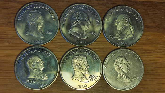 Liberia - set 6 x 5 dollars UNC - seria presedinti americani diferiti SUA / USA