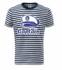 Tricou Sailor print &quot;Captain&quot; si sapca marimi S, M, XL bumbac pt barbati, Bleumarin