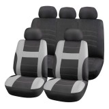 Huse auto universale pentru scaune fata si spate set complet 9 piese SC08 AMiO, negru-gri, compatibile cu airbag, pentru autoturisme