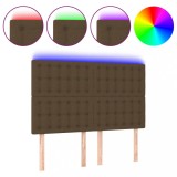 Cumpara ieftin Tablie de pat cu LED, maro inchis, 144x5x118/128 cm, textil